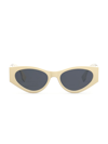 Fendi Ff Cutout Oval Acetate Sunglasses In Ivory Blue