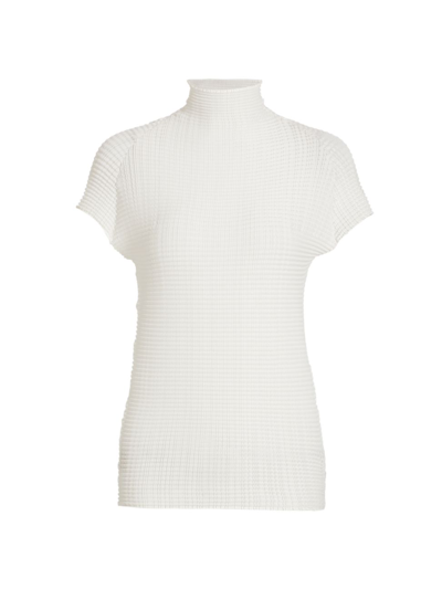 Issey Miyake Wooly Pleats Top In White