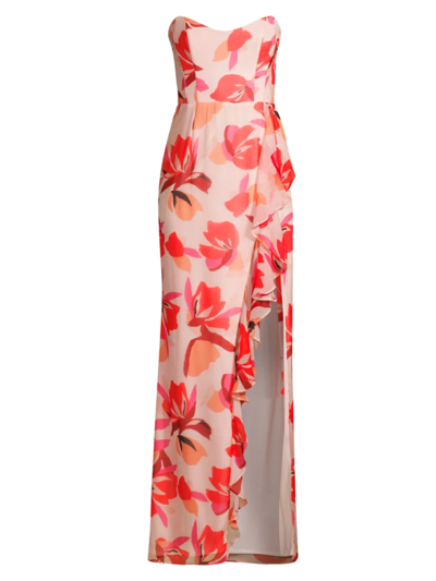 Katie May Baby Cakes Strapless Gown In Pink Floral