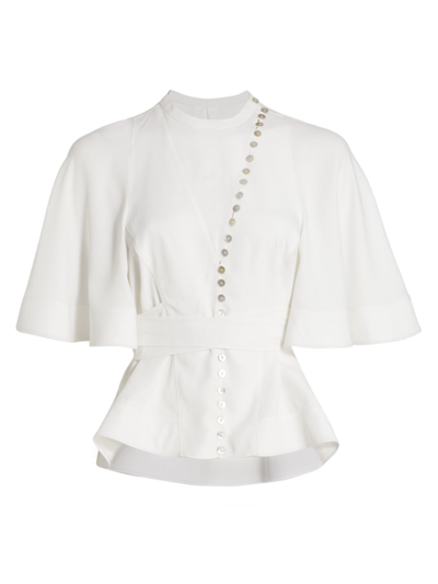 Altuzarra Ash Flutter-sleeve Button-front Top In White