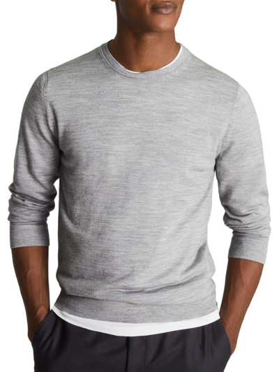 Reiss Wessex Crewneck Wool Sweater In Soft Grey Mouli