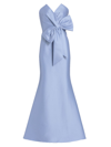 Badgley Mischka Strapless Bow Gown In Blue