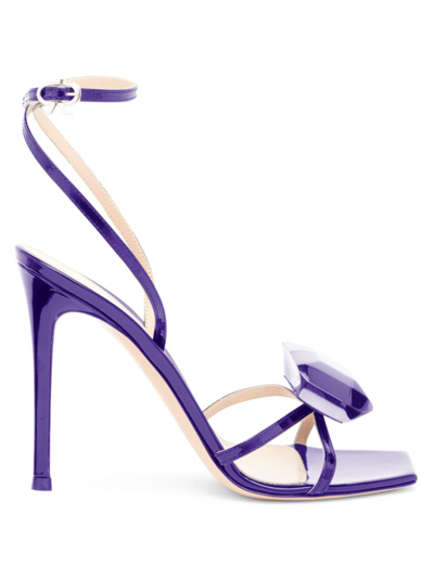Gianvito Rossi Jaipur Holographic Leather Embellished Ankle-strap Sandals In Indigo