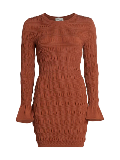 Tove Women's Juno Ribbed & Ruched Minidress In Rust