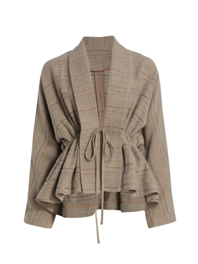 Tove Gene Striped Tie-front Jacket In Clay