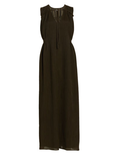 Deveaux Emmy Pleated Tent Dress In Olive