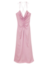 Sandro Praline Ruched Slip Dress In Lilac