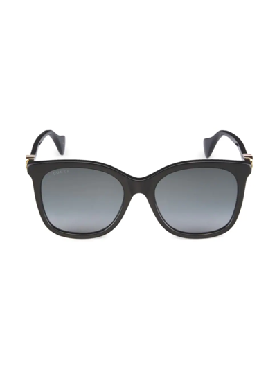 Gucci Gg 55mm Square Sunglasses In Shiny Black