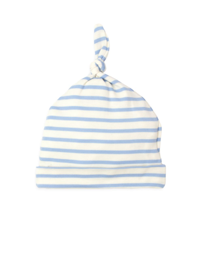 Kissy Love Baby's Basic Striped Top-knot Hat In Blue