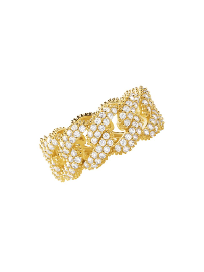 Michael Kors Precious Metal-plated Sterling Silver Pavé Curb Link Ring In Gold