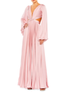 Mac Duggal Satin V-neck Gown In Pink