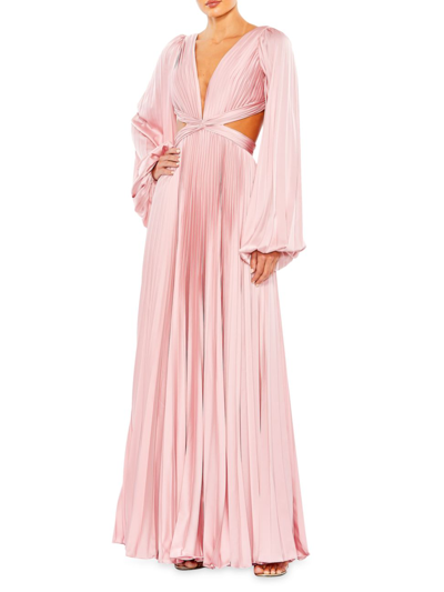 Mac Duggal Women's Satin V-neck Gown In Pink