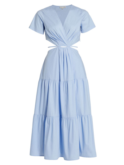 Moon River Cotton Cutout Midi-dress In Blue
