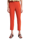 Theory Slim Crepe Pants In Dark Coral