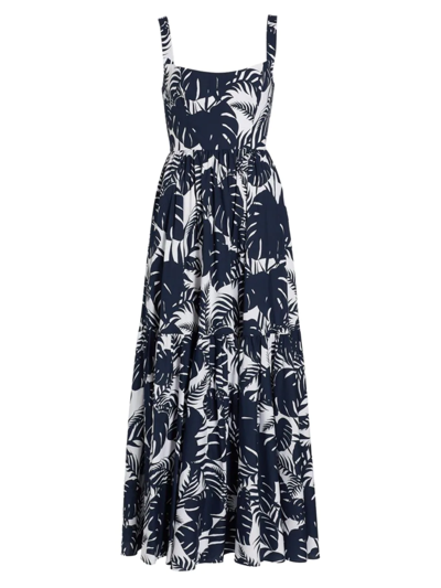 Michelle Smith X Saks Eva Lace-up Maxi Dress In Navy