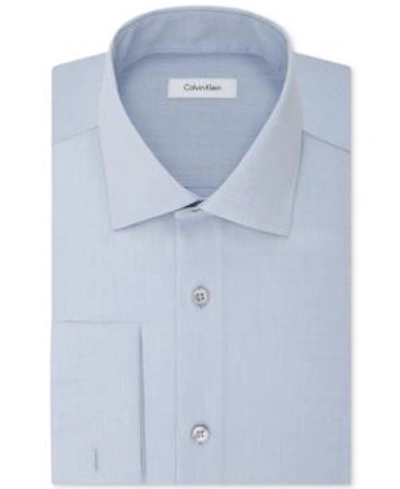 Calvin Klein Steel Men's Classic-fit Non-iron Performance French Cuff Dress Shirt In Blue