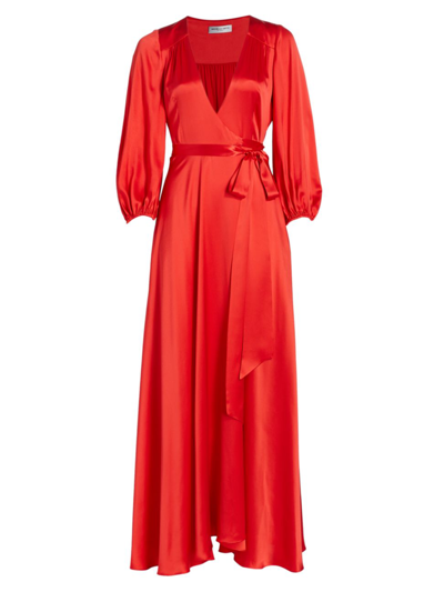 Michelle Smith X Saks Gigi Silk Wrap Maxi Dress In Vermillion