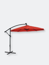 Sunnydaze Decor Offset Patio Umbrella With Solar Led Lights In Red