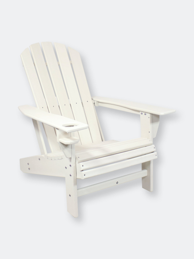 Sunnydaze Decor Outdoor Lake Style Adirondack Chairs With Cup Holder In White