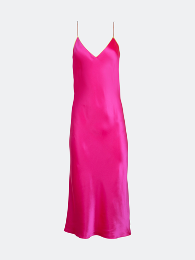 Dannijo Acid Pink Lace-trim Maxi Slip Dress In Acid Pink