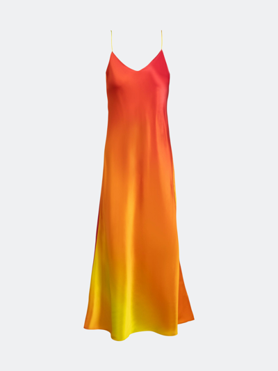 Dannijo Tequila Sunrise Mossy Maxi Slip Dress In Tequila Sunrise