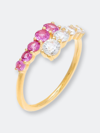 Adinas Jewels By Adina Eden Colored Graduated Cz Wrap Ring In Pink