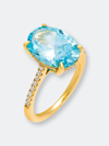 Adinas Jewels Adina's Jewels Colored Oval Pavé Ring In Blue