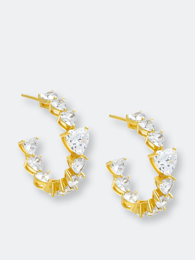Adinas Jewels Adina's Jewels Chunky Cz Heart Hoop Earring In Gold