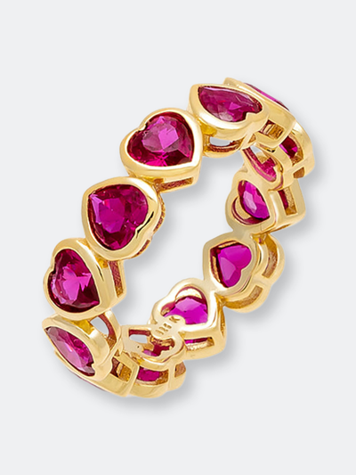 Adinas Jewels By Adina Eden Colored Bezel Heart Eternity Band In Pink