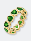 Adinas Jewels By Adina Eden Colored Bezel Heart Eternity Band In Green