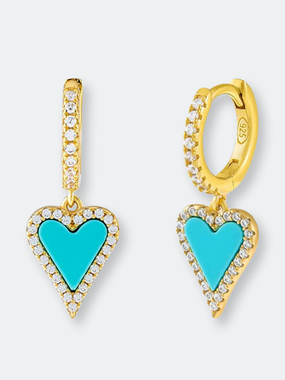 Adinas Jewels By Adina Eden Pavé Elongated Heart Huggie Earring In Blue
