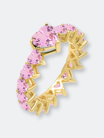 Adinas Jewels By Adina Eden Multi Cz Heart Ring In Pink
