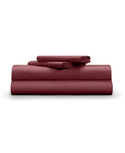 Pillow Gal Classic Cool And Crisp, 4 Piece Sheet Set, Queen In Plum