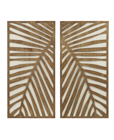 Madison Park Birch Palms Carved Wall Panel Set, 2 Piece In Dark Brown