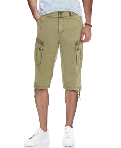 X-ray Men's Big And Tall Belted Capri Cargo Shorts In Pastel Green