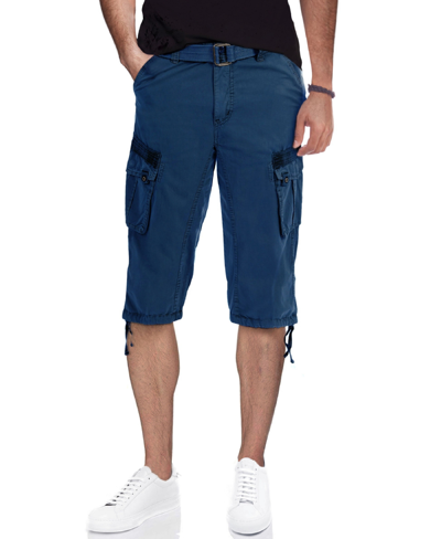 X-ray Men's Big And Tall Belted Capri Cargo Shorts In Majolica Blue