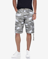X-ray Men's Belted Twill Piping Cargo Shorts In White Camo