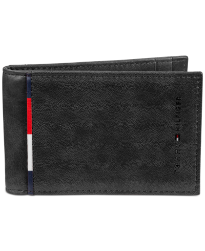 Tommy Hilfiger Men's Rfid Front Pocket Wallet, Removable Money Clip In Black