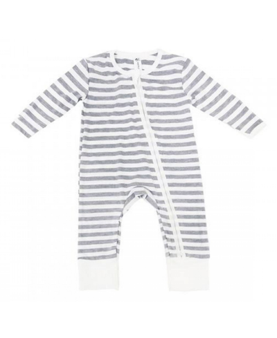 Earth Baby Outfitters Baby Neutral Viscose From Bamboo 2 Way Zippy Coverall In Gray/stripe