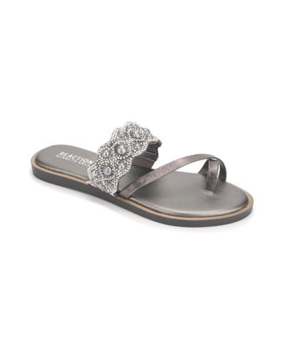 Kenneth Cole Reaction Women' Spring X Band Scallop Flat Sandals Women's Shoes In Pewter