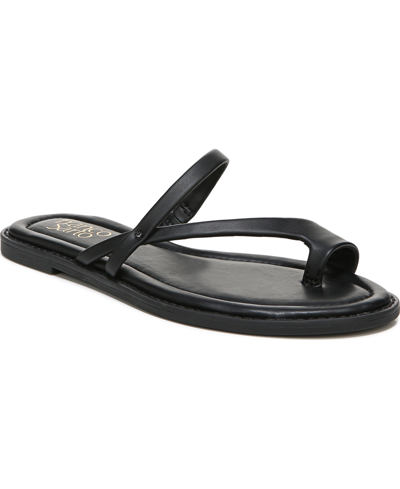 Franco Sarto Jeniro Womens Faux Leather Slip On Slide Sandals In Black