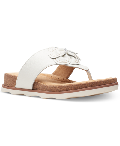 Clarks Women's Brynn Style Embellished Thong Sandals Women's Shoes In White