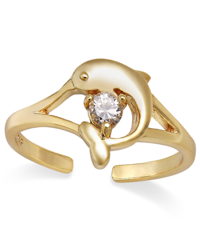 Giani Bernini B. Brilliant Cubic Zirconia Dolphin Toe Ring In Sterling Silver (1/10 Ct. T.w.) In Gold Over Silver