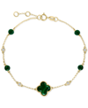 Effy Collection Effy Malachite & Diamond (1/20 Ct. T.w.) Chain Bracelet In 14k Gold In Gold