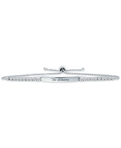 Giani Bernini Cubic Zirconia "be Strong" Bolo Bracelet In Sterling Silver, Created For Macy's