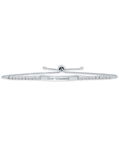Giani Bernini Cubic Zirconia "love Yourself" Bolo Bracelet In Sterling Silver, Created For Macy's
