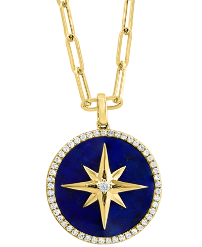 Effy Collection Effy Lapis Lazuli And Diamond (1/4 Ct.t.w.) Pendant In 14k Gold