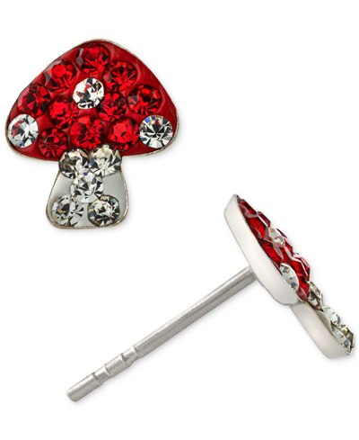 Giani Bernini Crystal Mushroom Stud Earrings In Sterling Silver, Created For Macy's