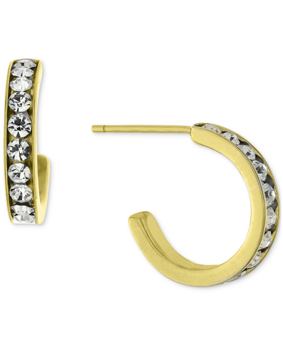 Giani Bernini Crystal Small Hoop Earrings In 18k Gold-plated Sterling Silver, 0.59", Created For Macy's In Gold Over Silver
