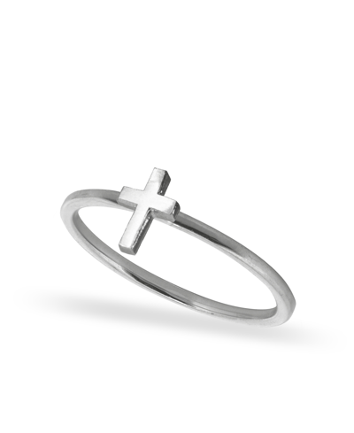Alex Woo Mini Cross Stacker Ring In Sterling Silver